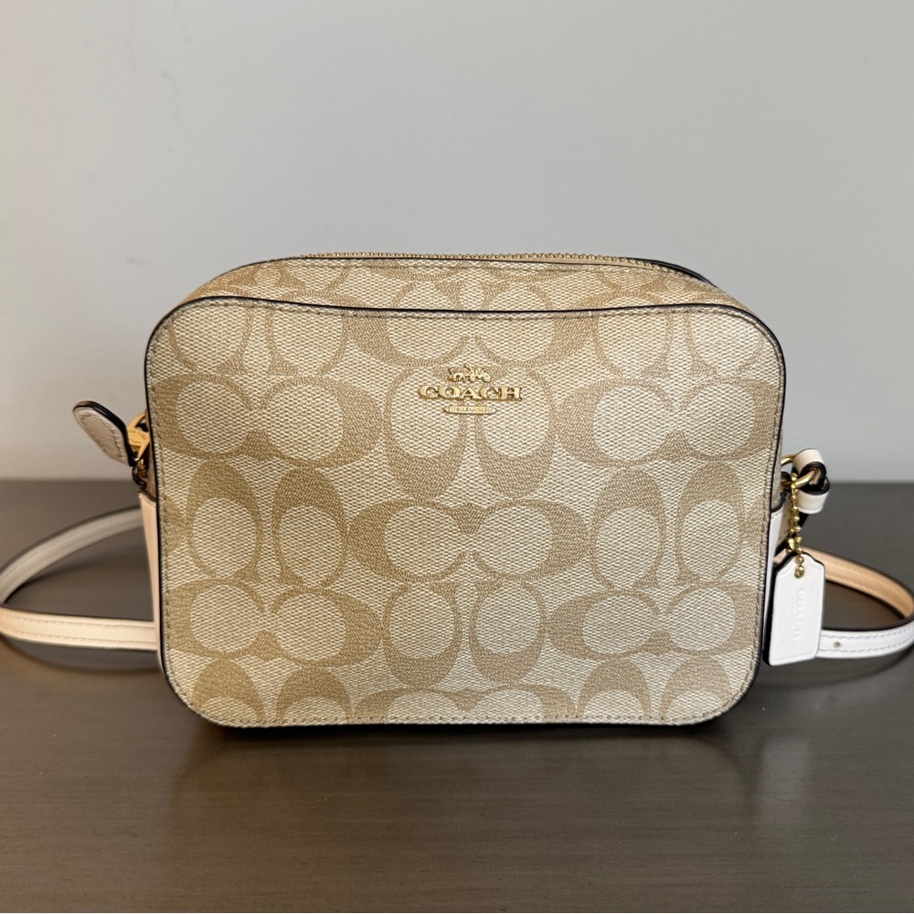 Coach Mini Camera Crossbody bag | Signature Canvas - Light Khaki/Chalk